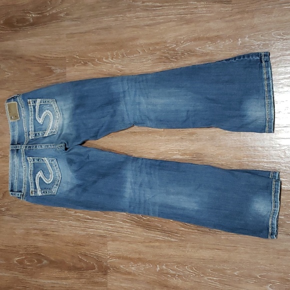 (27W/31L) Silver Jeans Co. Lola Distressed Faded Light Wash Bootcut Jeans - Picture 11 of 11